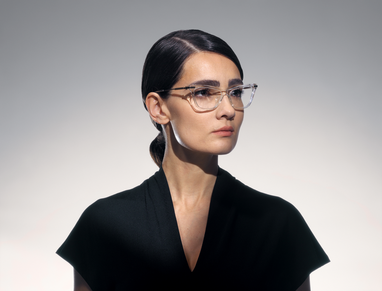 akoni iris optical glasses lifestyle side female
